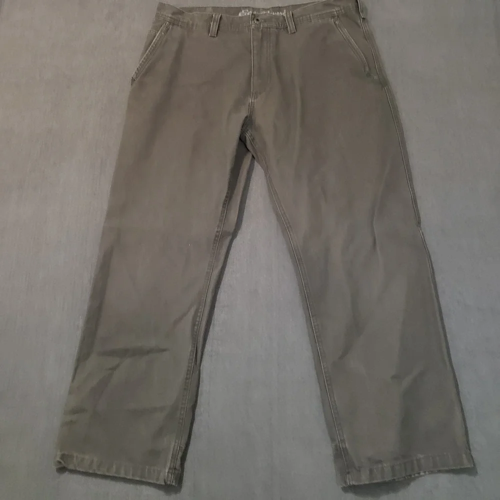 Eddie Bauer Pants Mens Size 36x30 Gray Canvas Utility Work Pockets